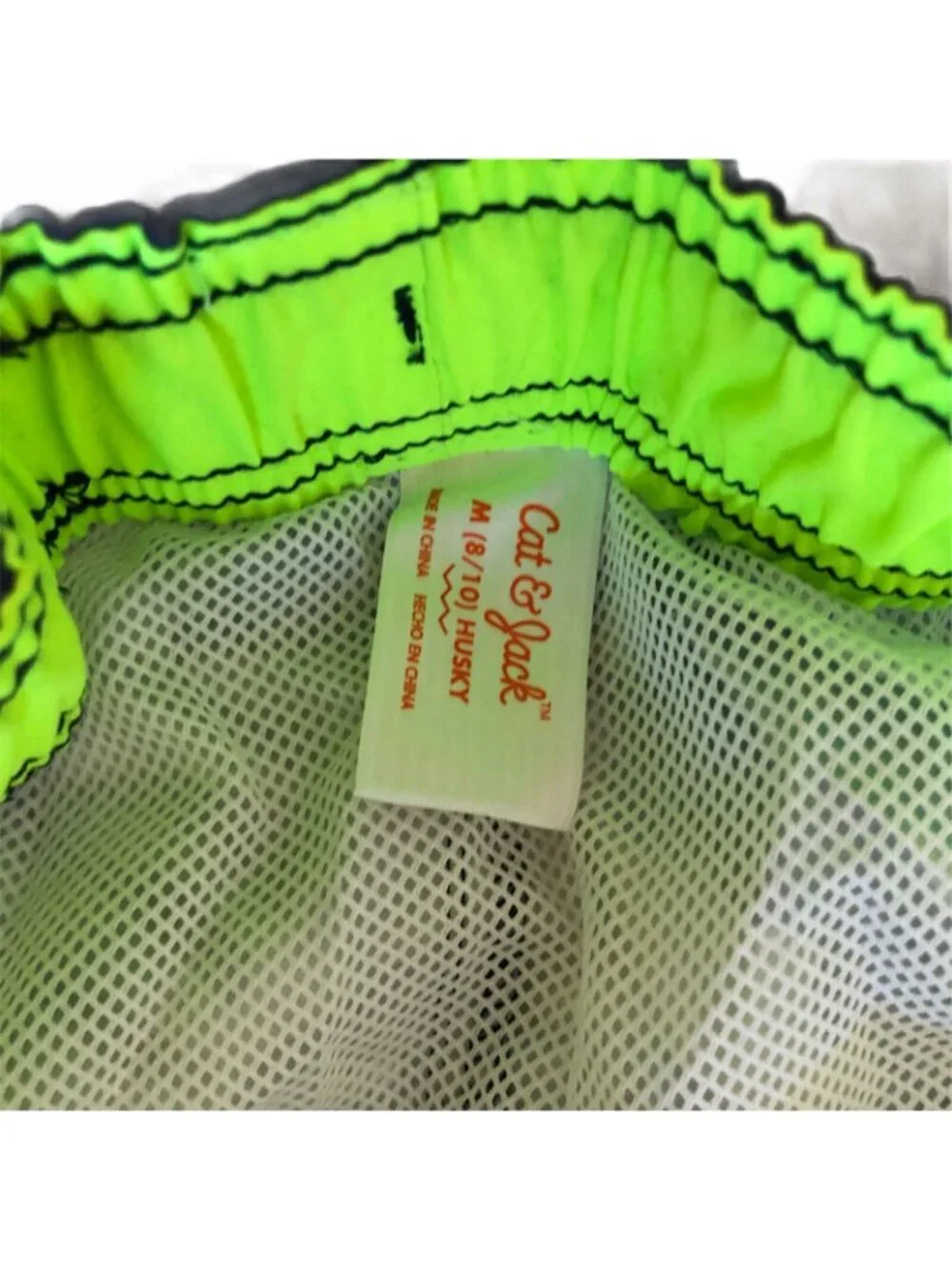 Cat & Jack Swim Trunks Boys M 8 10 Husky Blue Green Board Shorts Drawstring New